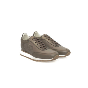 Beige Rindsleder Damen Sneaker