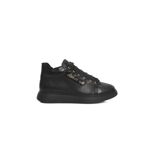 Schwarzes Leder Damen Sneaker