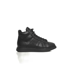 Schwarzer Ledersneaker für Damen