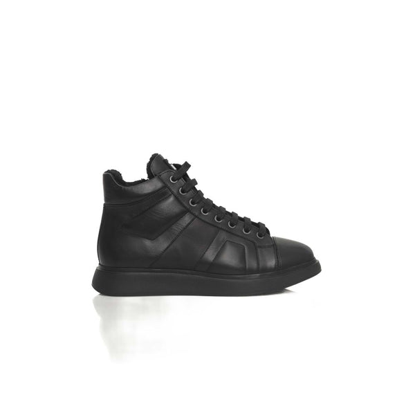 Schwarzer Ledersneaker für Damen