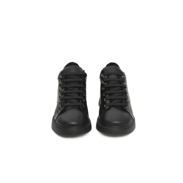 Schwarzes Leder Damen Sneaker