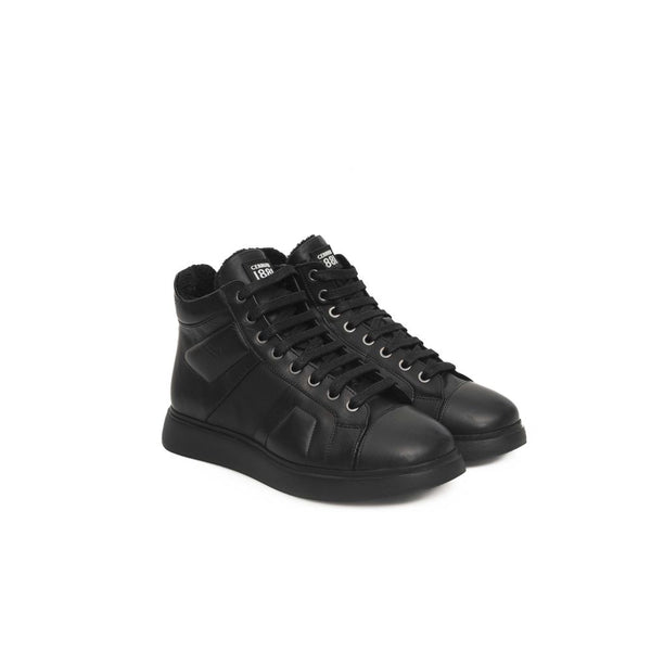 Schwarzer Ledersneaker für Damen