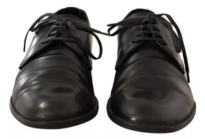 Schwarzes Leder Derby Kleid Formelle Schuhe