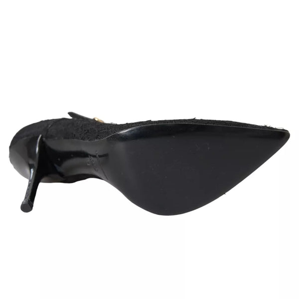 Schwarz Tüll Stretch Stiefel Pumps Schuhe