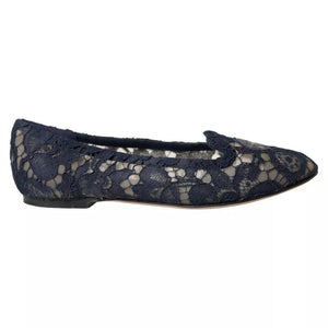 Dunkelblau Taormina Spitze Slip On Flats Schuhe