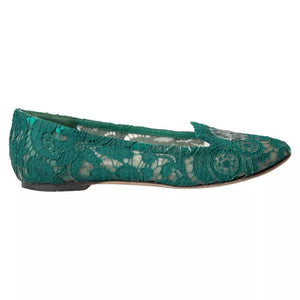 Grün Taormina Spitze Slip On Flats Schuhe