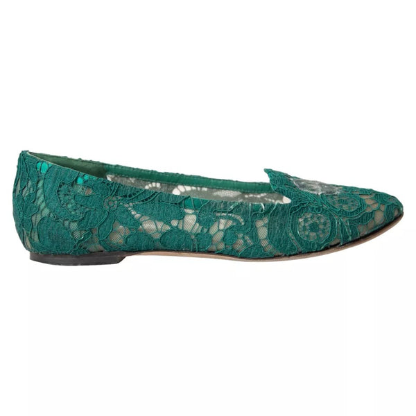 Grün Taormina Spitze Slip On Flats Schuhe