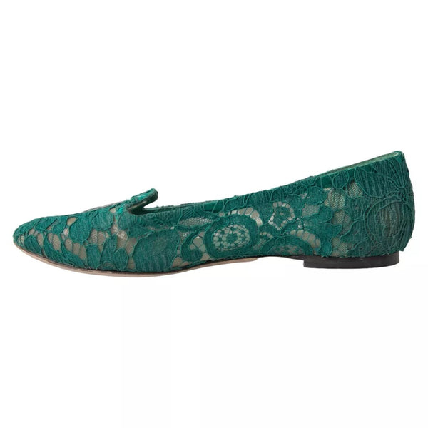 Grün Taormina Spitze Slip On Flats Schuhe