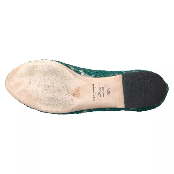 Grün Taormina Spitze Slip On Flats Schuhe