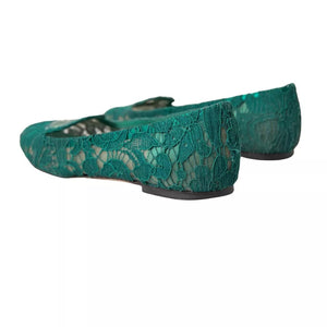 Grün Taormina Spitze Slip On Flats Schuhe