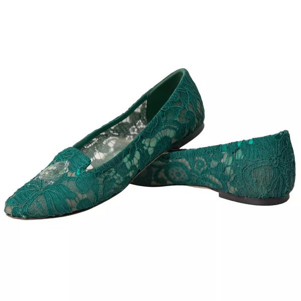 Grün Taormina Spitze Slip On Flats Schuhe