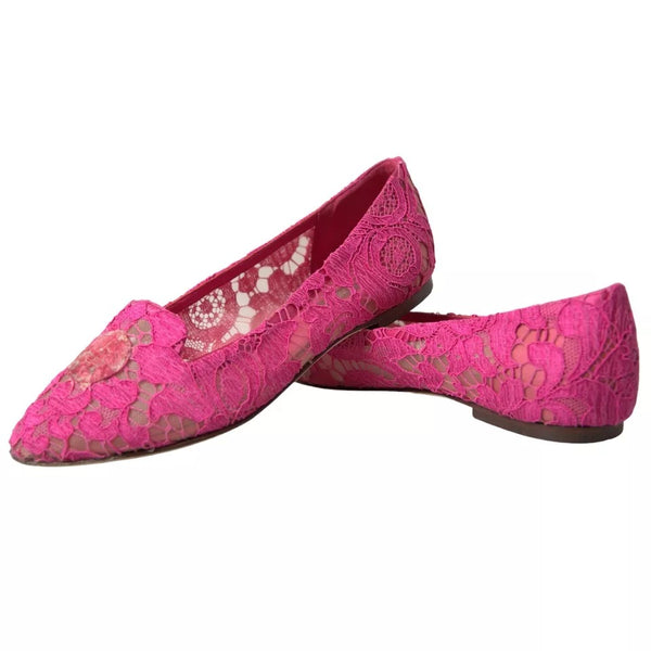 Rosa Taormina Spitze Slip On Flats Schuhe