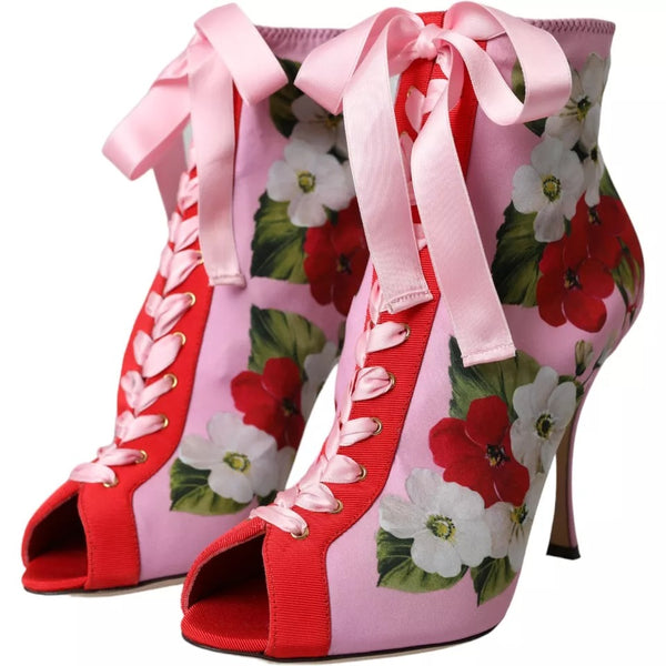 Multicolor Jersey Stretch Stiefel Offene Zehen Absätze Schuhe