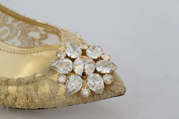 Gold Taormina Spitze Kristall Heels Pumps Schuhe