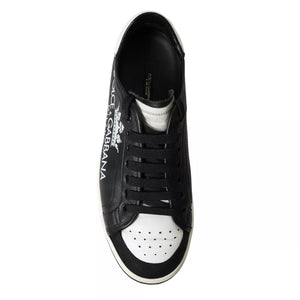 Schwarz Leder Crown Milano Männer Turnschuhe Schuhe