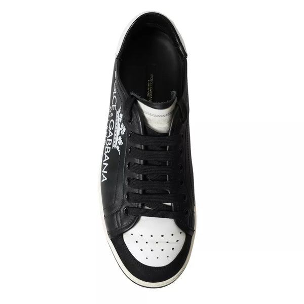 Schwarz Leder Crown Milano Männer Turnschuhe Schuhe