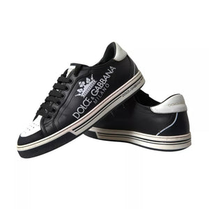 Schwarz Leder Crown Milano Männer Turnschuhe Schuhe