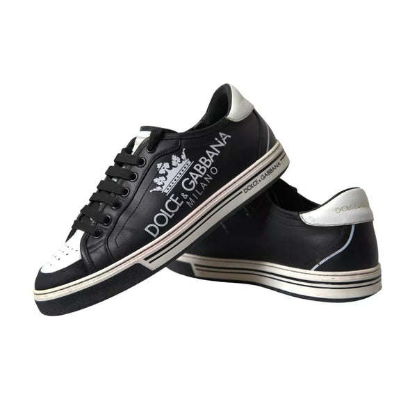 Schwarz Leder Crown Milano Männer Turnschuhe Schuhe