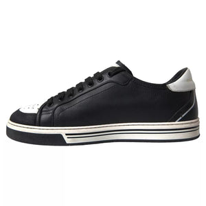 Schwarz Leder Crown Milano Männer Turnschuhe Schuhe