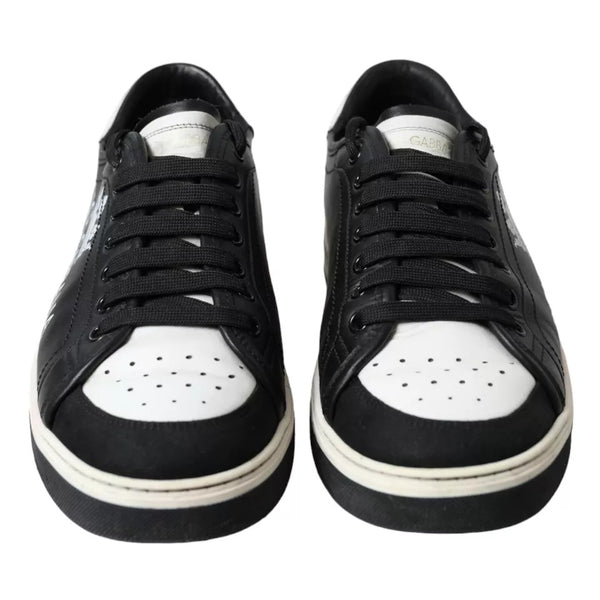 Schwarz Leder Crown Milano Männer Turnschuhe Schuhe