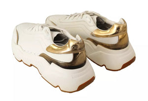 Weiß Gold Leder Sport DAYMASTER Turnschuhe Schuhe