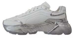 Weiß Silber Leder Daymaster Turnschuhe Schuhe