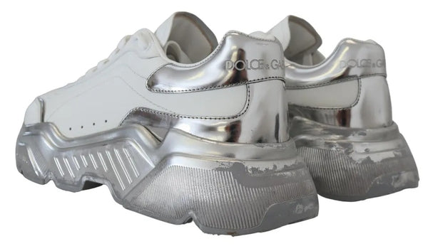 Weiß Silber Leder Daymaster Turnschuhe Schuhe