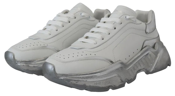 Weiß Silber Leder Daymaster Turnschuhe Schuhe