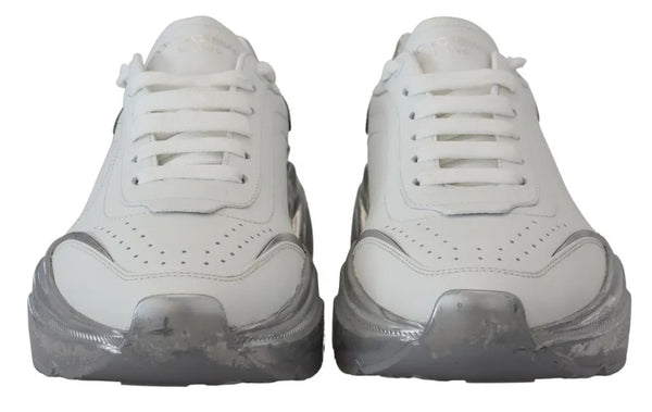 Weiß Silber Leder Daymaster Turnschuhe Schuhe