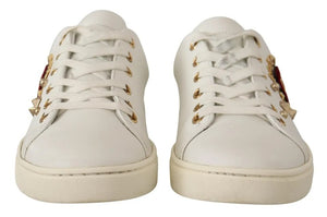 Weiß Leder Gold Rot Herz Turnschuhe Schuhe