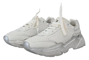 Weiß Silber Leder Daymaster Frauen Turnschuhe Schuhe