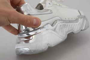 Weiß Silber Leder Daymaster Frauen Turnschuhe Schuhe