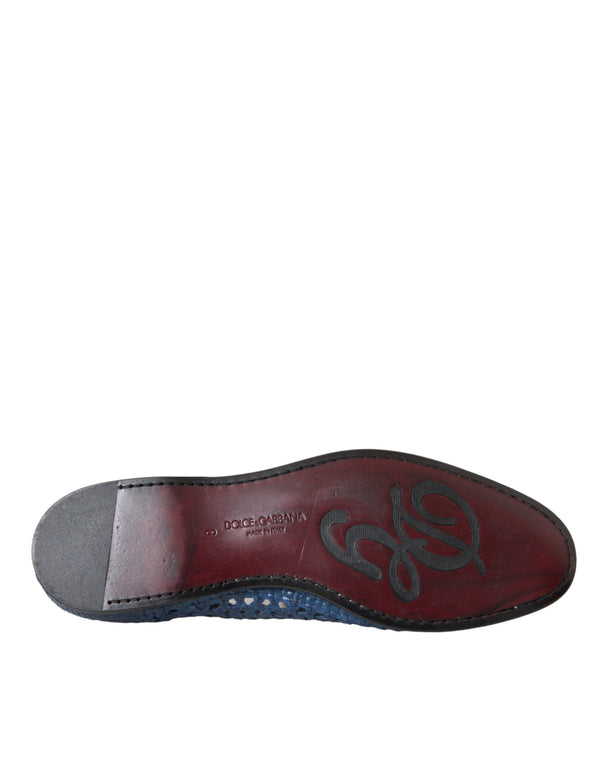 Blaue gewebte Leder Slipper Männer Schuhe