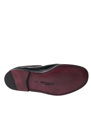 Schwarzes Logo besticktes Leder Loafer Männer Kleid Schuhe