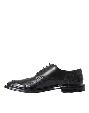 Schwarzes Leder Oxford Wingtip Formale Männer Schuhe