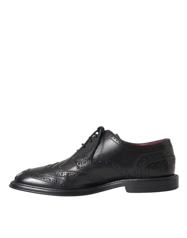 Schwarzes Leder Oxford Wingtip Formale Männer Schuhe