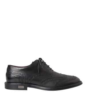 Schwarzes Leder Oxford Wingtip Formale Männer Schuhe