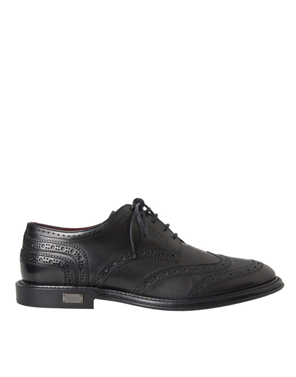 Schwarzes Leder Oxford Wingtip Formale Männer Schuhe