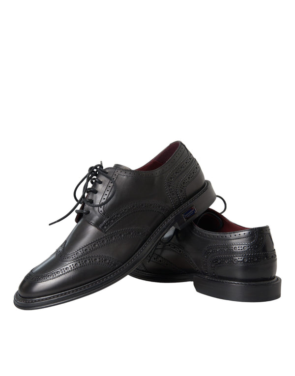 Schwarzes Leder Oxford Wingtip Formale Männer Schuhe