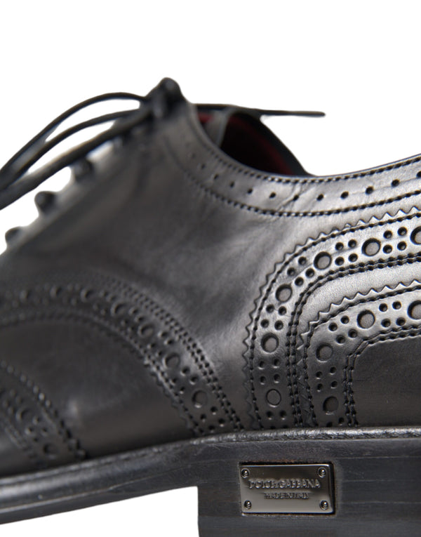 Schwarzes Leder Oxford Wingtip Formale Männer Schuhe