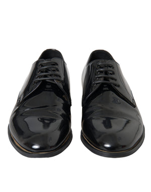 Schwarze Lackleder Derby-Schuhe für formelle Anlässe