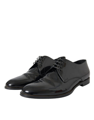 Schwarze Lackleder Derby-Schuhe für formelle Anlässe