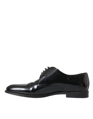 Schwarze Lackleder Derby-Schuhe für formelle Anlässe
