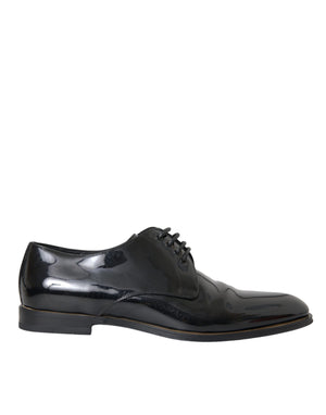 Schwarze Lackleder Derby-Schuhe für formelle Anlässe
