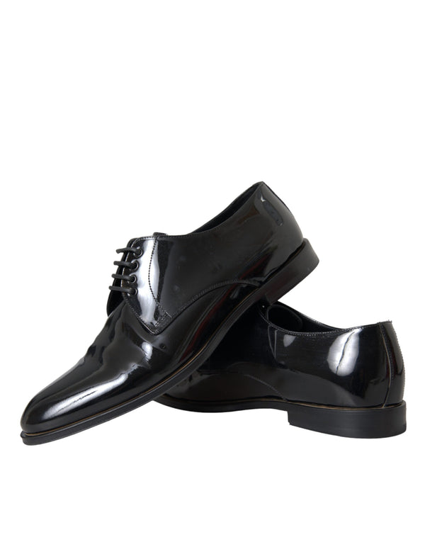 Schwarze Lackleder Derby-Schuhe für formelle Anlässe