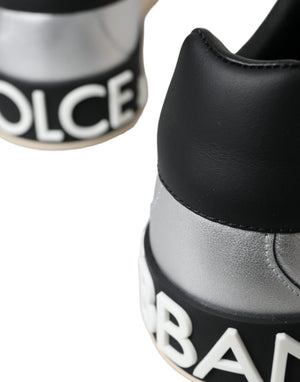 Silberne Portofino Kalbsleder Sneakers Männer Schuhe