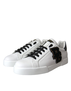Weißes Leder DG Logo Casual Low Top Sneakers Schuhe