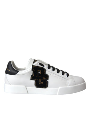 Weißes Leder DG Logo Casual Low Top Sneakers Schuhe