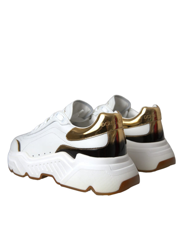 Weiß Gold DAYMASTER Leder Turnschuhe Schuhe