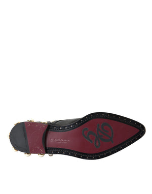 Schwarzes Leder Faux Pearl Kleid Broque Schuhe
